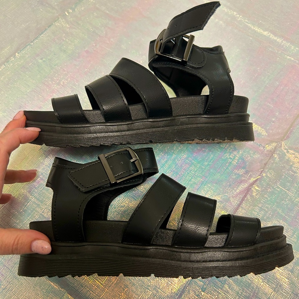 Never worn Black sandals size 38